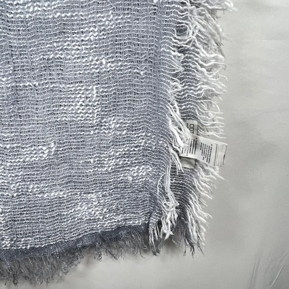 Cotton On Gray Woven Fringe Scarf Unisex Soft Minimalism Wrap Shawl Boho 61x67